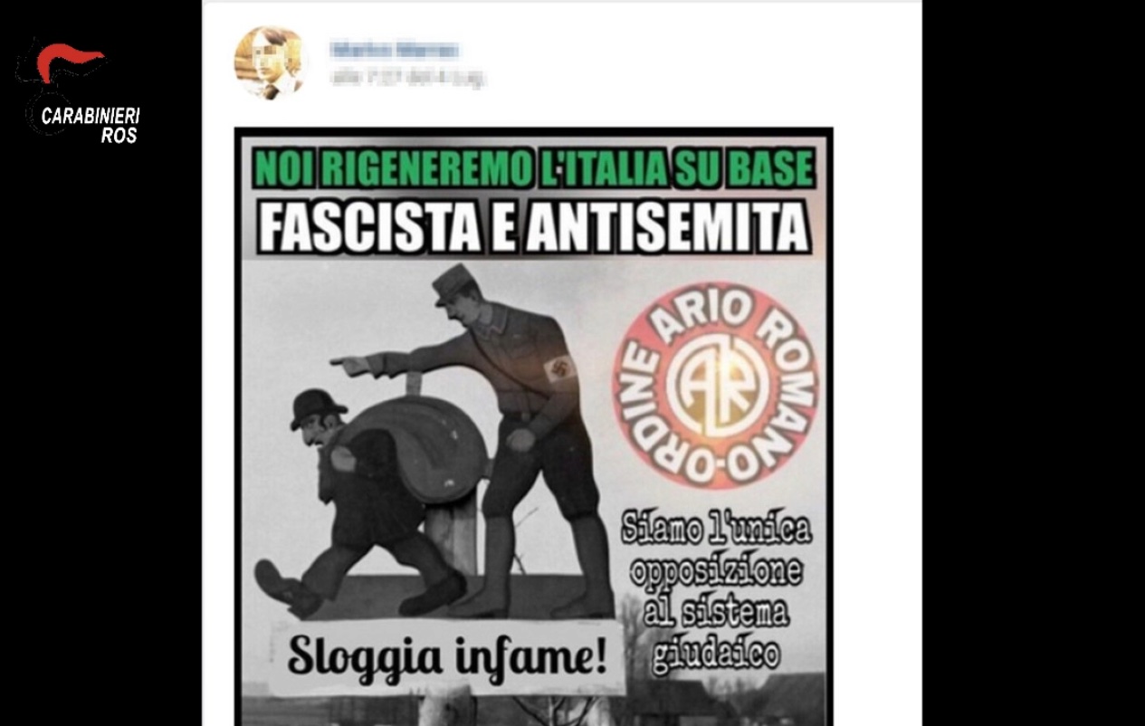 Istigavano violenze contro ebrei ed extracomunitari: 12 indagati del gruppo "Ordine ario romano"
