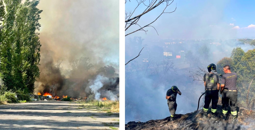 Incendi Roma, fiamme a Tor di Quinto: fumo invade la Tangenziale