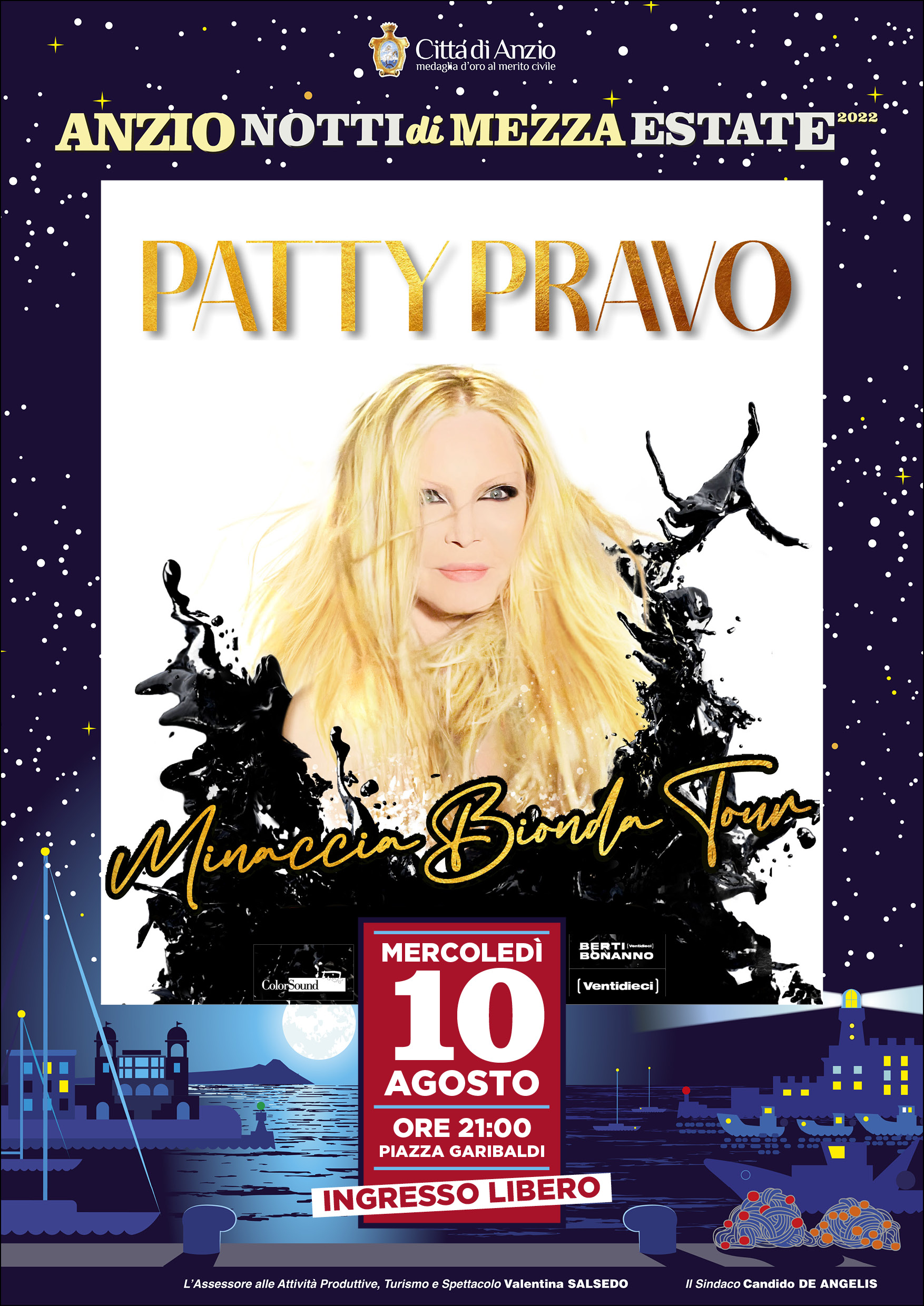 Anzio, il 10 agosto concerto di Patty Pravo in Piazza Garibaldi