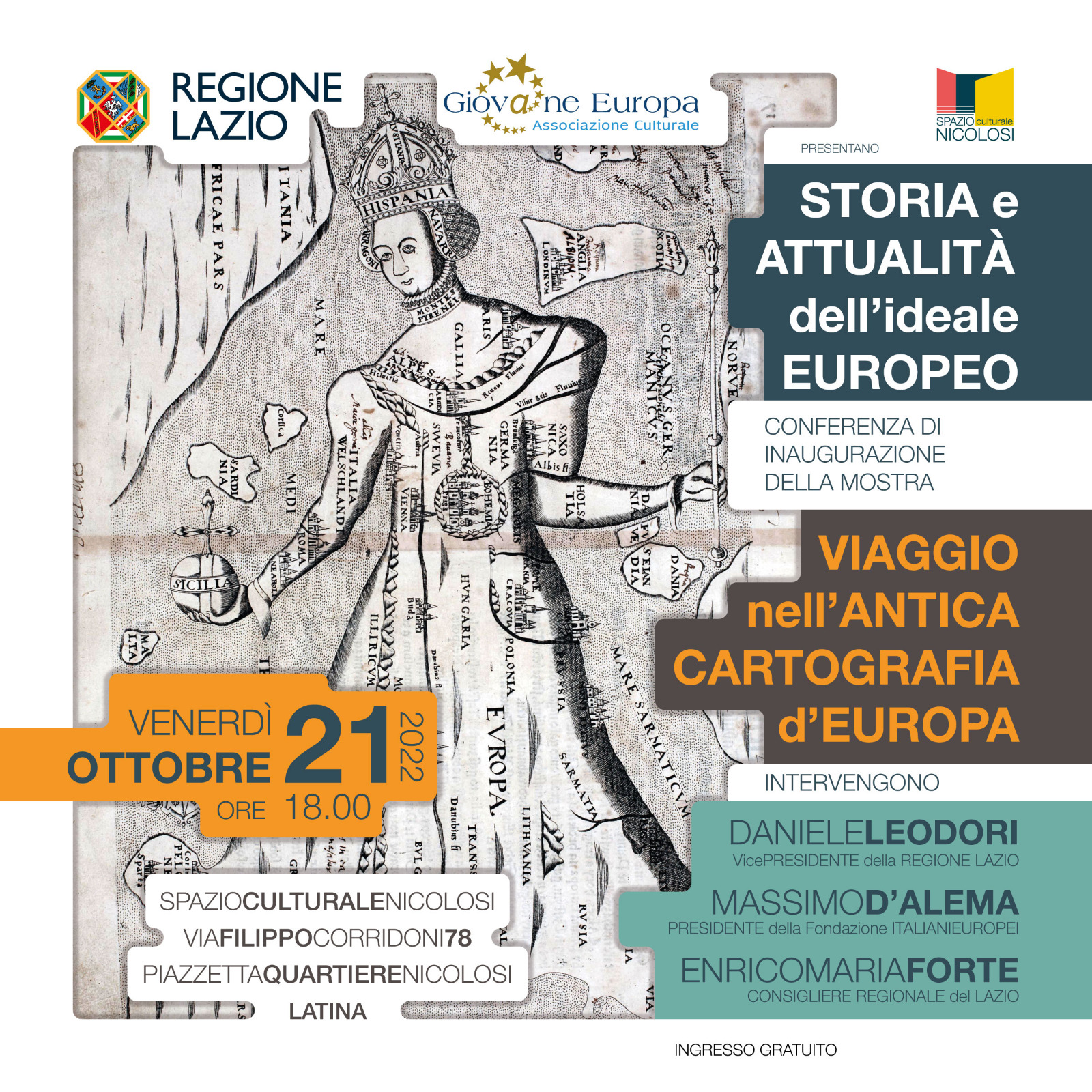 Latina, apre la mostra “Viaggio nell’antica cartografia d’Europa” presso il Quartiere Nicolosi