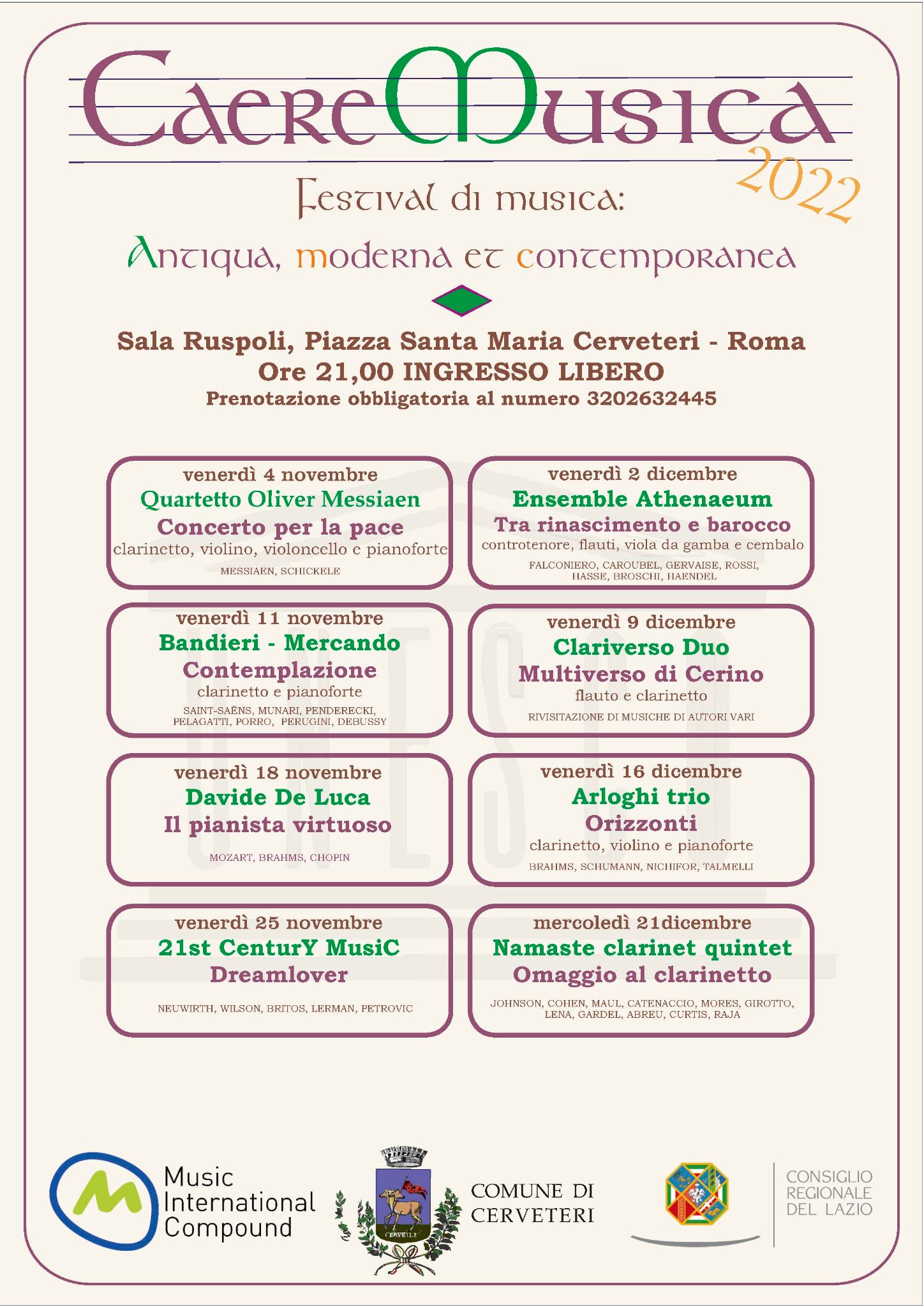 Cerveteri, parte la nuova edizione del Festival Caeremusica: spettacoli e orari