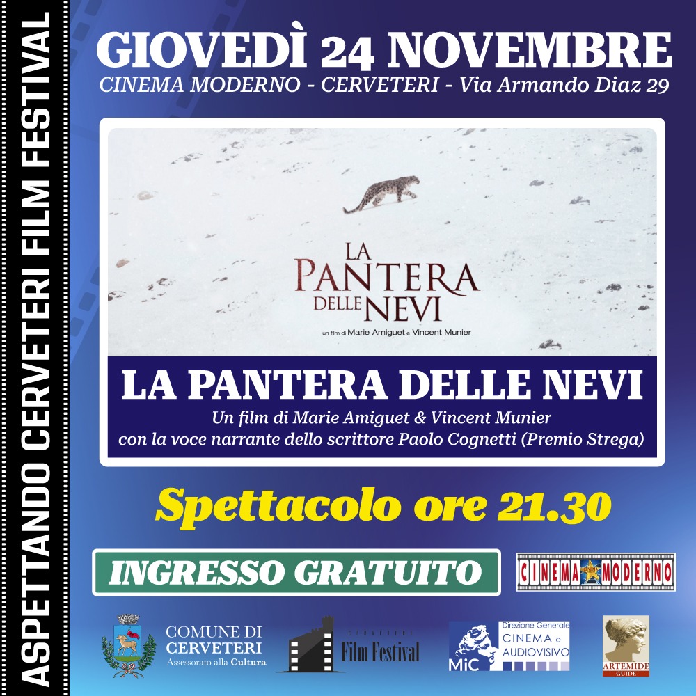 Cerveteri, al Cinema Moderno anteprima "La Pantera delle Nevi" per il Film Festival