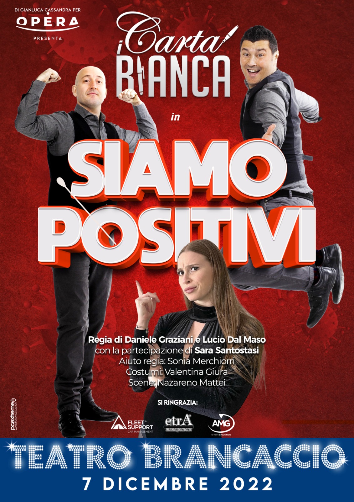 Roma, il 7 dicembre al Teatro Brancaccio i Carta Bianca con "Siamo positivi"