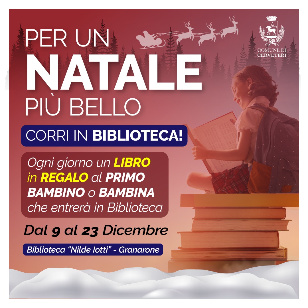 Cerveteri, Bambini in Biblioteca: da oggi ogni giorno un libro in regalo fino a Natale