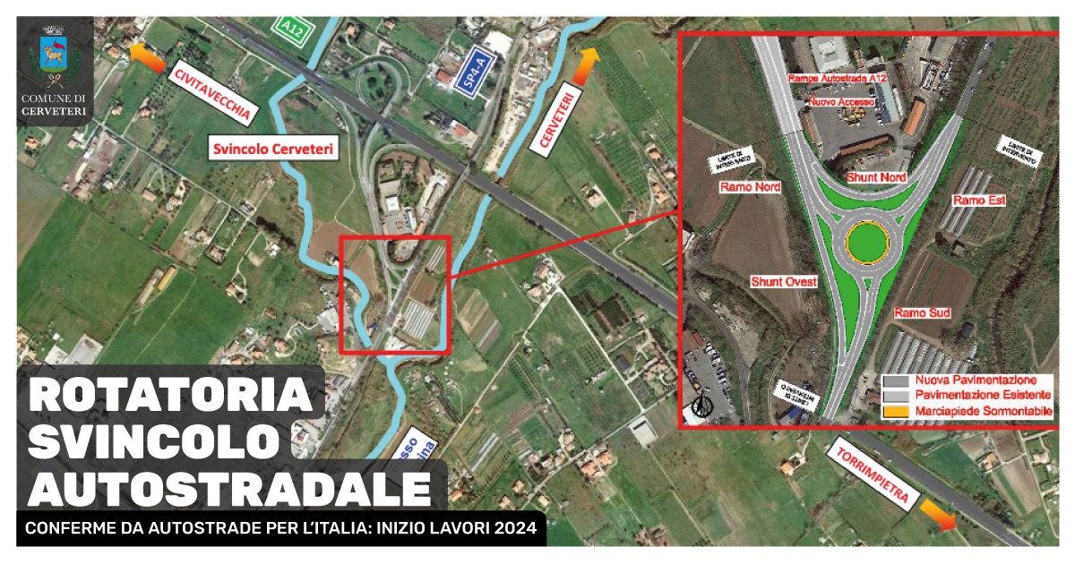 Cerveteri, rotatoria allo svincolo autostradale: Autostrade per l’Italia pronta a procedere alla realizzazione
