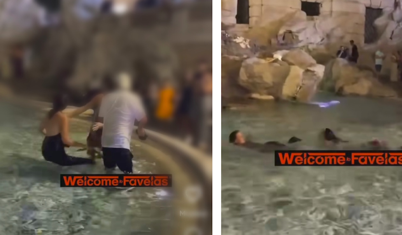Ancora un tuffo nella Fontana di Trevi, per due turiste bagno al chiaro di luna