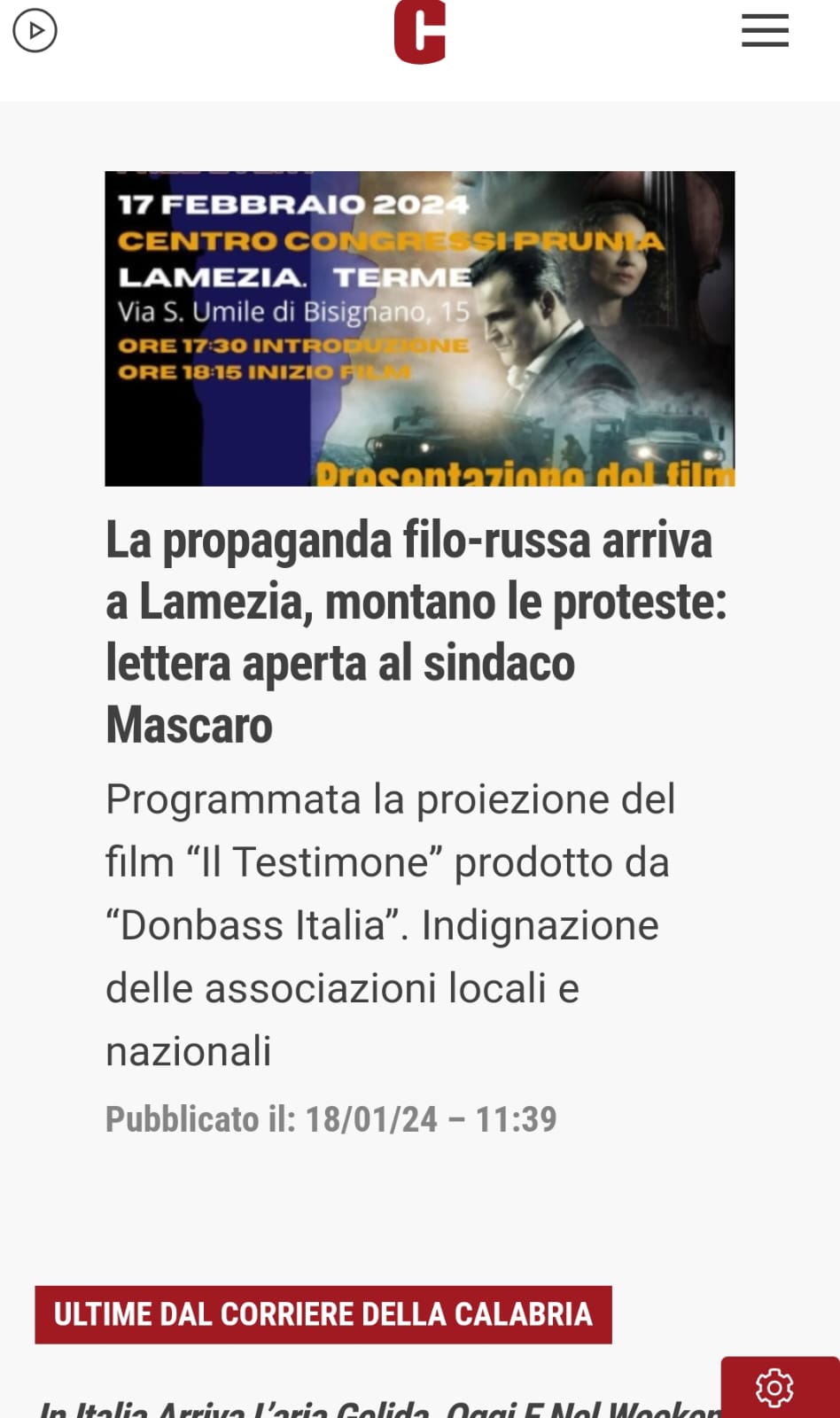 Locandine proiezioni "Il testimone" Locandine proiezioni "Il testimone"