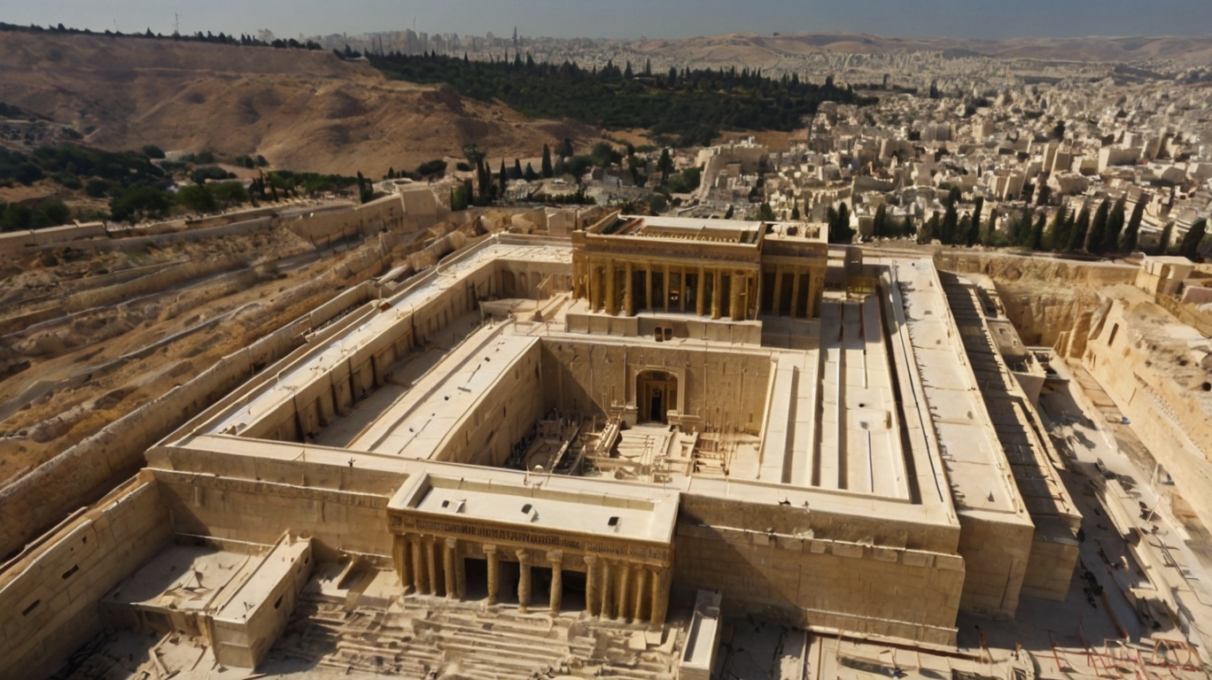 Costruzione del terzo tempio (immagine generata con l'IA)
