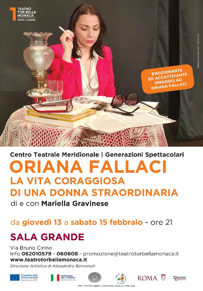 Teatro Tor Bella Monaca: la Gravinese omaggia Oriana Fallaci, “esempio di coraggio ed onestà intellettuale”