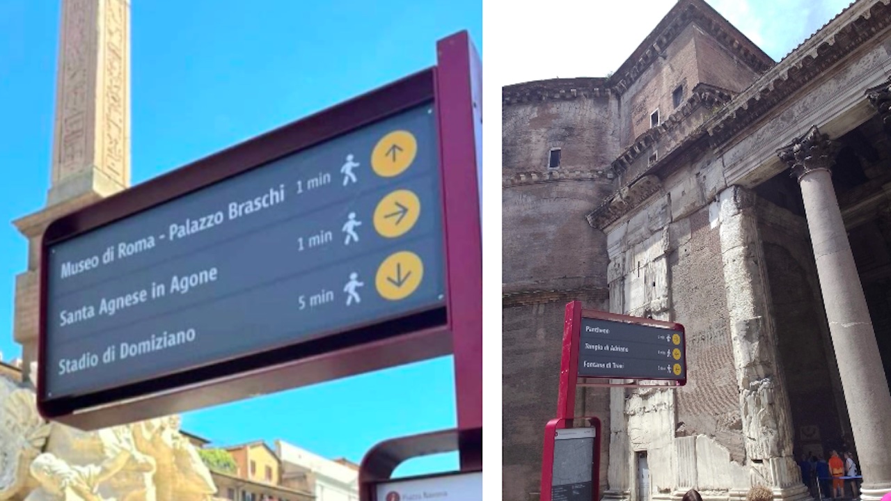Via il maxi cartello turistico da Piazza Navona: ma ne spunta un altro al Pantheon