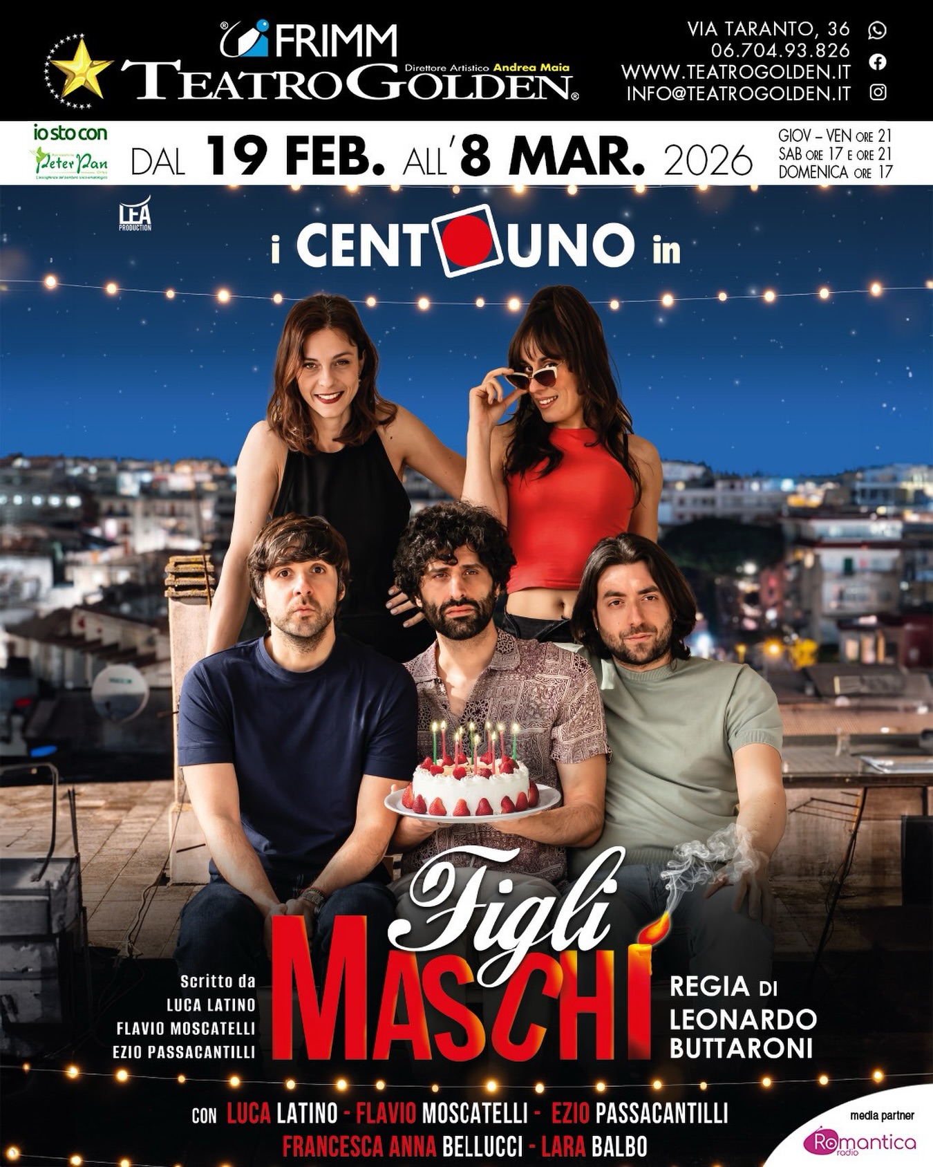 Teatro Golden, fino all’8 marzo, sul palcoscenico i Centouno in ‘Figli Maschi’