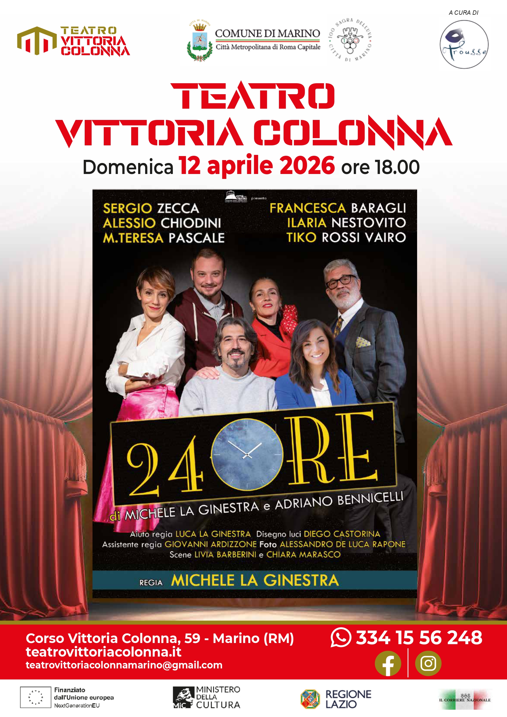 Marino, al Teatro V. Colonna: ‘24 Ore’, lo spettacolo diretto da Michele La Ginestra