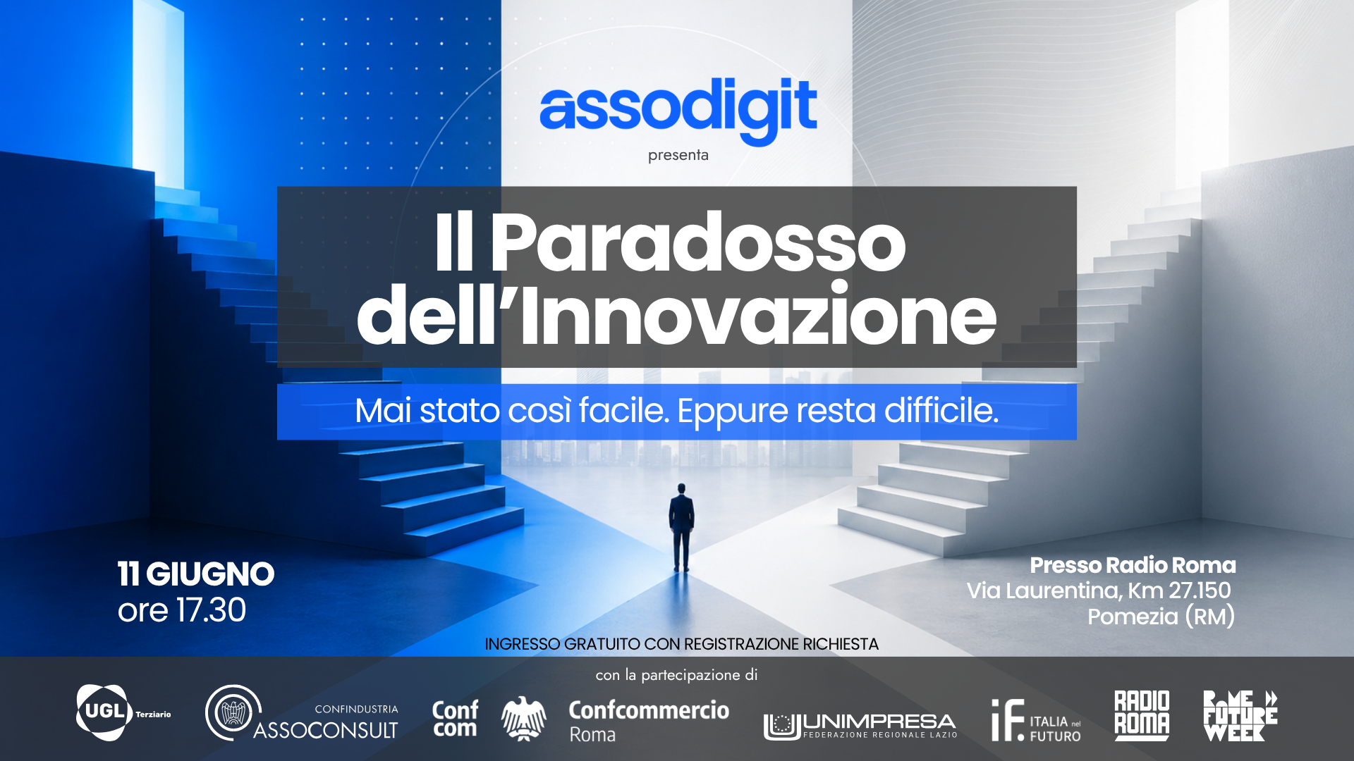 Assodigit presenta “Il Paradosso dell’Innovazione”: l’11 giugno a Radio Roma un evento unico dedicato a PMI, trasformazione digitale e nuove opportunità per l’ecosistema dell’innovazione