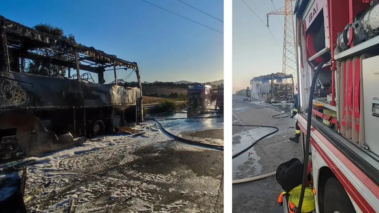 Autobus in fiamme a Civitavecchia: intervento dei vigili del fuoco, nessun ferito