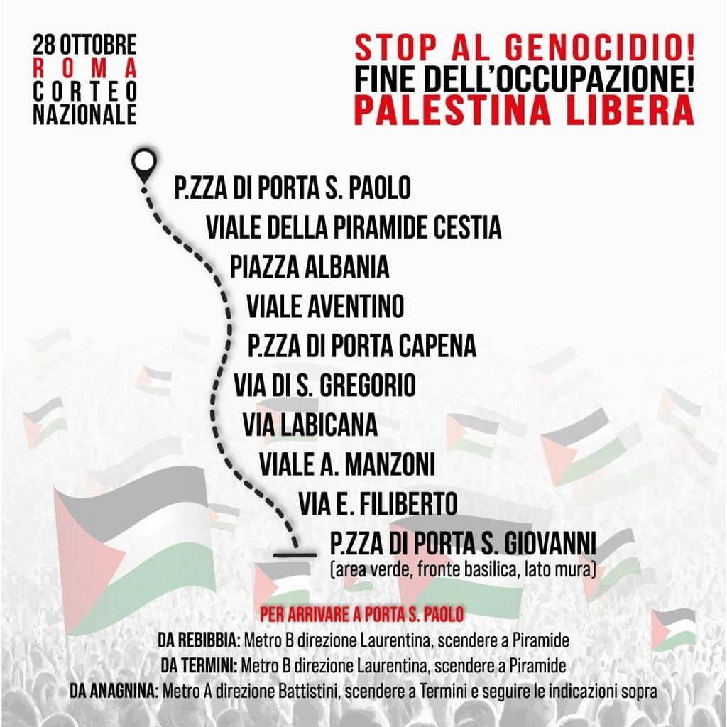 corteo palestina libera roma 28 ottobre 2023