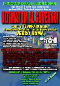8 gennaio - CRA la lunga marcia dei trattori verso Roma