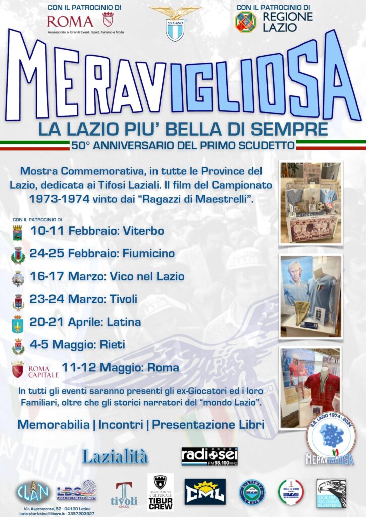 mostra per il 50 anniversario del primo scudetto della Lazio a Fiumicino